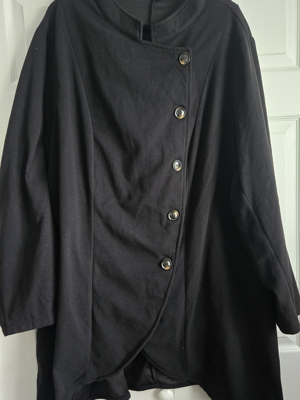 BloomChic Black Asymmetrical Button Trench Coat Size 28